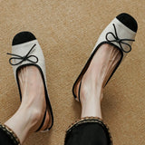 KYLETHOMASW  -  women's genuine leather mix color pathcwork round toe slip-on flats summer mules leisure soft comfortable shoes women