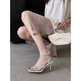 KYLETHOMASW  -  Sandals Stiletto Heels Fashion Womens Shoes 2025 Open Toe All-Match Suit Female Beige Luxury High Low Peep New Sexy Comfort Blac