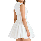 KYLETHOMASW  -  French Indie Folk Elegant White Lace Embroidery Lace V-neck Cotton Sleeveless Dress For Women White Tank Dress