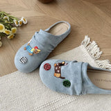 KYLETHOMASW  -  Retro Cute Women Slippers Design Ruffles Applique Fashion Pantuflas Spring Summer Outdoors Non-slip Soft Female Flipflop