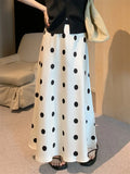 KYLETHOMASW  -    Women A-Line Long Skirts Polka Dots Casual Summer 2024 Mujer Vintage High Waist Slim New Daily Office Lady Mermaid