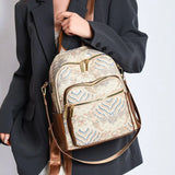KYLETHOMASW  -  Large Capacity Women Casual Backpack Top Handle All-match Ethnic Style Shoulder Bag Pu Daypack Mini Travel Backpack Outdoor