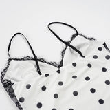 KYLETHOMASW  -  Vacation Slip Dress Women Summer Polka Dot Lace Mini Dress Sexy Spaghetti Strap Contrasting Beach Holiday Outfit Lounge