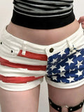 KYLETHOMASW  -  American Retro Star Printed Denim Shorts for Women's Summer Hot Girls Slim Fit Hip Wrap Shorts Fashion Female Clothes