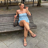KYLETHOMASW  -  Fashion Women's Tube Top Shorts Suit Holiday Sleeveless Solid Lady Sets 2025 Summer Casual 2 Pieces Set Women Vacation