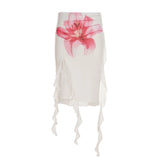 KYLETHOMASW  -  Fashionable Hot Girl Ruffled Mesh Skirt Women's Irregular Ribbon Slim Fit Hip-covering Mid-Length