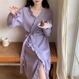 KYLETHOMASW  -  Spring and Summer Thin Morning Gowns Home Clothes Sleepwear That Can Be Worn Outside Women's Autumn Sweet Long Bathrobes