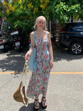 KYLETHOMASW  -  French Sweet Floral Dress Women Summer Fashion Elgant Spaghetti Strap Dresses New Off Shoulder Travel Holiday Lady Vestidos