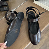 KYLETHOMASW  -  New Design Narrow Band Buckle Strap Women Flats Shoes Fashion Round Toe Party Dress Casual Ladies Shoes BIG Size 43