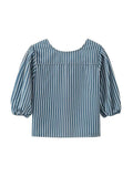 Kylethomasw  Casual Summer Stripes Shirts for Woman 2024 Fashion Round Neck Short Sleeves Bow Lace-up Tops Female Elegant Blouses