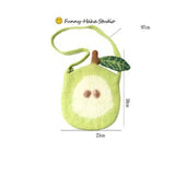 KYLETHOMASW  -  Cute Pear Shape Wool Felt Crossbody Bag Handmade Felt Fruit Mini Shoulder Purse Women Girls Small Phone Coin Messenger Bag