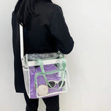 KYLETHOMASW  -  Women Clear Shoulder Bag Waterproof Transparent Tote Handbag Large Capacity Casual Crossbody Bag Summer Fitness Handbag