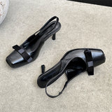 KYLETHOMASW  -  Fashion Butterfly-kont Thin Heels Square Toe Women Pumps Sandals Elegant Slingbacks Banquet Stripper Shoes