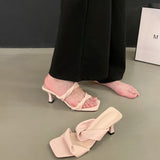 KYLETHOMASW  -  Designer Summer Women Open Toe Slippers Fashion Comfort High Heel Party Dress Slides Shoes