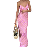 KYLETHOMASW  -  Women Sleeveless Maxi Tank Dress Spaghetti Strap Pattern Long Bodycon Dress Slim Dress