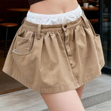 KYLETHOMASW  -  Korean Style Women Patchwork Skirt Detachable High Waist Anti-Exposure A-Line Mini Skirts Spring Summer Casual