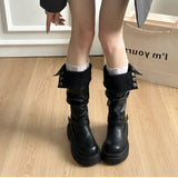 KYLETHOMASW  -  Autumn Winter Platform Thick Bottom Woman Knee High Boots Shoes Ladies Elegant Belt Buckle Knight Booties