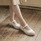 KYLETHOMASW  -  High Quality Women Canvas Mary Jane Shoes Flats Buckle Strap Round Toe Casual Daily Walking Shoes Ladies Vintage Canvas Sneakers