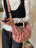 KYLETHOMASW  -  Korean Plaid Hobos Bag High Capaci Bolsos mujer College Style Shoulder Bags for Woman Commuter Sac Femme Lace-up Bolsas Bolsa