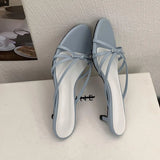 KYLETHOMASW  -  New 2025 Fashion Butterfly-Knot Ladies Low Heel Slippers Shoes Round Toe Women Heeled Slippers Shoes Female Slides Sandals Pumps