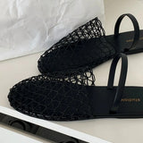 KYLETHOMASW  -  Slippers for Women Summer New Mesh Hollow Out One-piece Strap with Toe Cap Flat Sandals for Women's Mesh Slippers Women