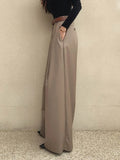 KYLETHOMASW  -  Spring Elegant Women's Wide Leg Pants High Waist Solid Korean Casual Loose Trousers Pockets Female