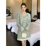 KYLTHOMASW  -   Autumn/Winter New French Style Small Fragrant Style Coat+Strap Camisole Dress Elegant High end Two Piece Set Women Outfits