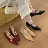 KYLETHOMASW  -  New Spring Fashion Non-Slip Women Mary Janes Flats Shoes Comfort Footwear  Pointed Toe Female Buckle T-Strap Ladies Flats Shoes