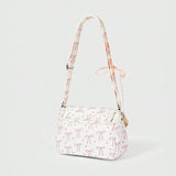 KYLETHOMASW  -  Korean Sweet Cute Bow Lace Shoulder Bag Women Color Block Print Large Capacity Crossbody Bag Ladies Harajuku Versatile Handbag