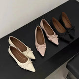 KYLETHOMASW  -  Ballerina Satin Women's Flat Shoes Comfort Non-slip Pointed Toe Ladies Loafers Flats Elegant Bowknot Women's Single Shoes