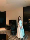 KYLETHOMASW  -  2025 Backless Cross Hanging Neck Dress Women Summer Pure Desire To Tuck in Waist Swing Long Design A-line Vestidos