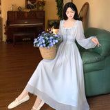 Kylethomasw French Elegant Princess Evening Party Midi Dresses for Women Springtime Slim Bandage Long Sleeve Vestidos Korean Summer Clothes