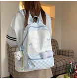 KYLETHOMASW  -  All Match High-capacity Backpack Women Students Travel Schoolbag Sweet Y2k Aesthetic Letter Print Dots Plaid Patchwork Backpacks