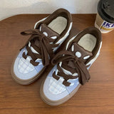 KYLETHOMASW  -  Ladies Mixed Colors Flats Sneakers Round Toe Breathable Vulcanize Platform Shoes Casual Comfy Soft Walking Sneakers