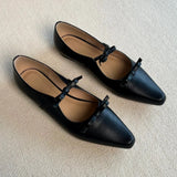 KYLETHOMASW  -  Leather Shoes for Women's Spring/Summer New French Bow Flat Pumps Shoes Women Round Toe Ballet Shoes for Women Flats Women