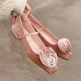 KYLETHOMASW  -   Cute Flock Flowers Flat Shoes for Women Shallow Elegant Dress Shoes Comfort Soft Sole Square Toe Designer Mary Jane Ballet Shoes