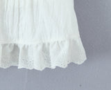 KYLETHOMASW  -  Sexy Off Shoulder White Cropped Shirt Women Front Button Short Sleeve Cotton Summer Blouse Sweet Tops New