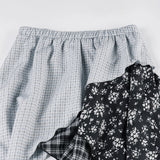 KYLETHOMASW  -  Y2k Low Waist Patchwork Flower Print Irregular Fashion Slight Strech Mid-length Skirts