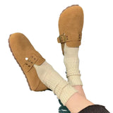 KYLETHOMASW  -  Faux Suede Leather Loafers Women Rivet Belt Flats Mocasines Ladies Garden Shoes Clogs Barefoot Tabis Comfy Slip On Walking Shoes