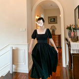 KYLETHOMASW  -  French Summer New Women's Pearl Hepburn Dress Salty or Sweet Short-sleeved Midi Skirt