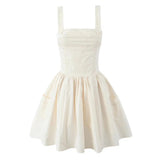 KYLETHOMASW  -  Sexy Elegant Women Cotton Sleeveless Dresses Square Neck Low Waist Summer Party Mini Dress Fit And Flare Graduation Clothing