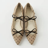 KYLETHOMASW  -  Cute Bow Double Buckle Low Heel Pumps Women Fashion Polka Dot Pointed Toe Designer Shoes Comfort Soft Sole Commuter Office Shoes