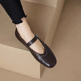 KYLETHOMASW  -  New French Women's Retro Mary Jane Ballet Shoes Ladies Flat Flat Casual Round Toe Riveted Shallow Mouth Single Shoes