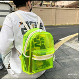 KYLETHOMASW  -  Large Capacity LED Lights Schoolbag Adjustable Straps Waterproof PVC Transparent Backpack Visible Multi-functional