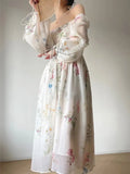 KYLETHOMASW  -  French Vinatge Evening Party Long Dresses for Women Floral A-line Princess Dress Lantern Sleeve Spring Summer Prom Robe Vestidos