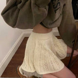KYLETHOMASW  -  Streetwear Knitted Mini Skirt Women Fashion Hollow Out Ball Gown Skirts Autumn Winter Gyaru Harajuku Korean Loose Faldas