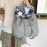 KYLETHOMASW  -  Star Plaid Spliced Mochila Students Bag Original Outdoor Mochilas Mujer College Style Bolsas Bags for Woman Y2k Backpack