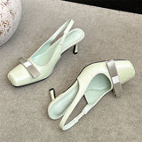 KYLETHOMASW  -  Fashion Butterfly-kont Thin Heels Square Toe Women Pumps Sandals Elegant Slingbacks Banquet Stripper Shoes
