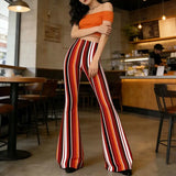 KYLETHOMASW  -  Y2K Pink Heart Print High Waist Flare Pants | Kawaii All-Over Love Bell Bottom Trousers | Barbiecore Aesthetic Summer Streetwear