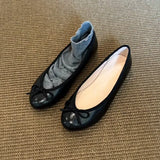 KYLETHOMASW  -  Women's Leather Bow Ballet Women's Flats and Loafers,Slip on Soft Chaussures Pour Femmes,Elegant Party Daily Office Ladies Shoes